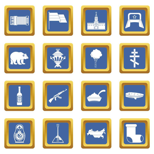 Russia icons set blue - Vector, Image
