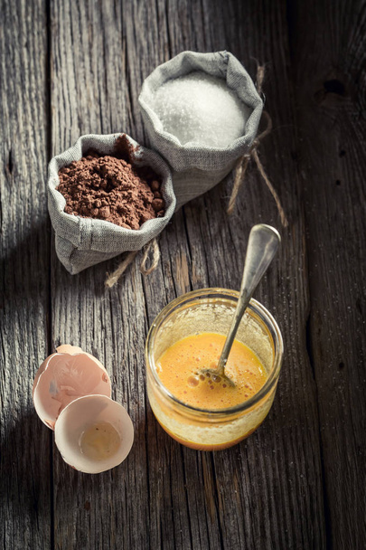 Tasty and fresh dessert made of sugar, yolk and cocoa - Photo, Image