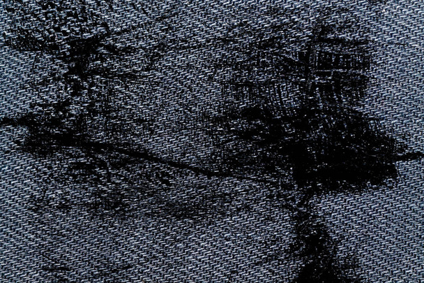 Grunge dirty Blue denim macro texture with seam for jeans background - Zdjęcie, obraz