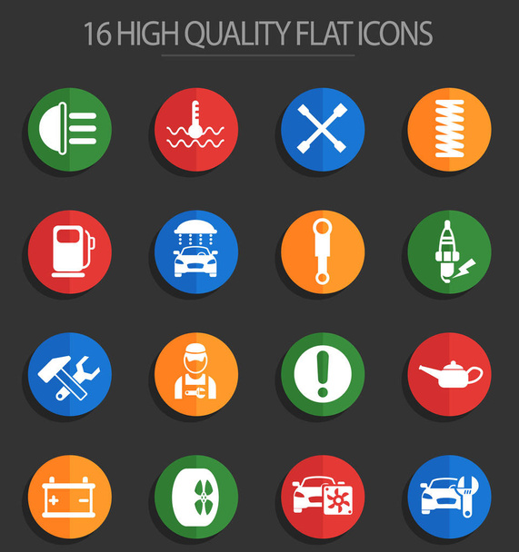 car service 16 flat icons - Vector, Image