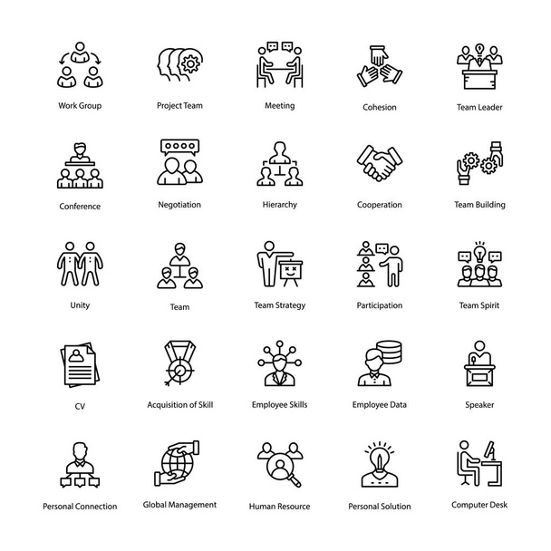Ensemble d'icônes vectorielles de ligne de ressources humaines
 - Vecteur, image