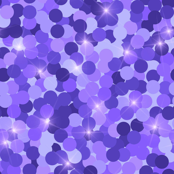 Glitzern nahtlose Textur. Tatsächlich lila Teilchen. endlose Muster aus funkelnden Kreisen. Herausragend - Vektor, Bild