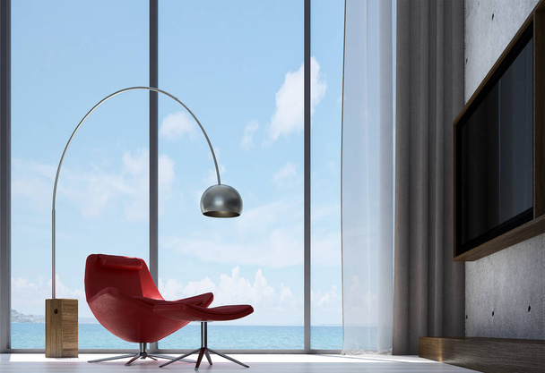 Дизайн інтер'єру сучасної вітальні диван і вітальня і РК телевізор і бетонний стінний візерунок фон
 - Фото, зображення