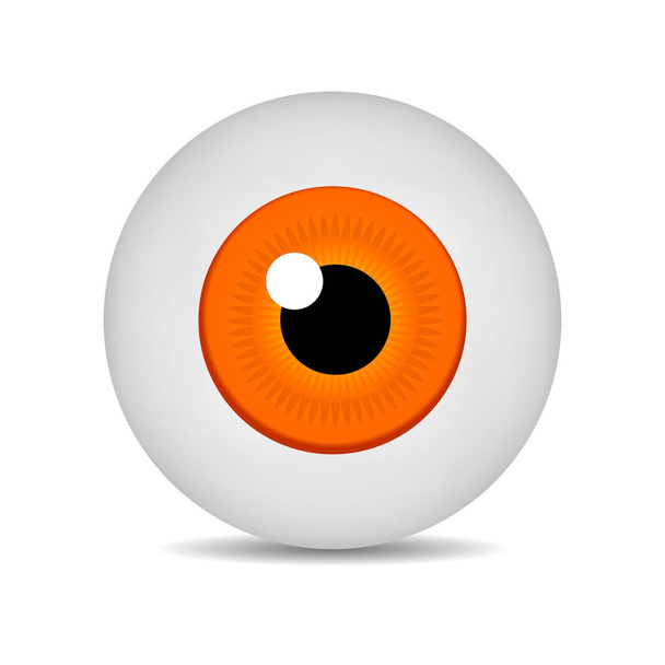 Ícone de ilustração vetorial realista 3d redonda imagem laranja globo ocular. Orange Eye isolado no fundo branco. Ilustração vetorial
. - Vetor, Imagem