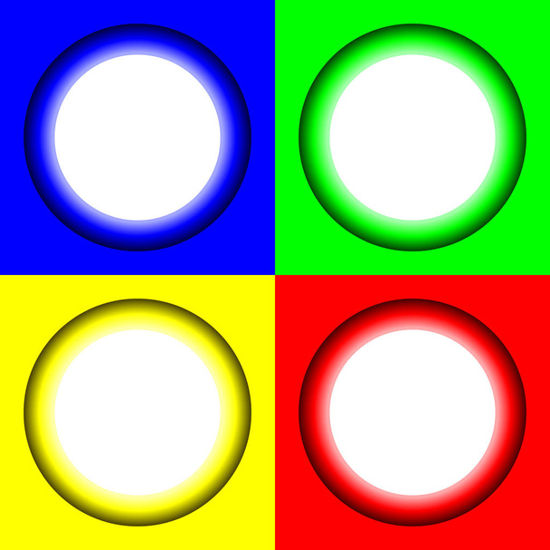 Colored abstract circles with glowing bright middle. Vector illustration for your design, logo, web - Διάνυσμα, εικόνα