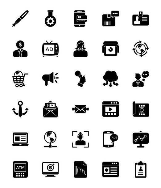 Digital Marketing conjunto de ícones de glifo
  - Vetor, Imagem