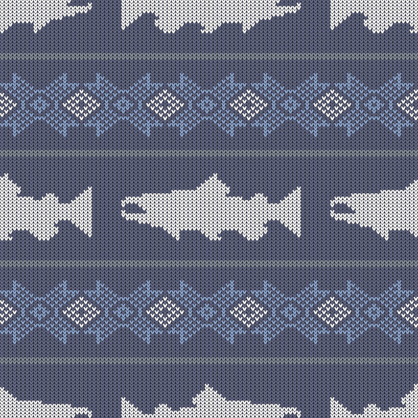 В'язані безшовні візерунок з норвезьким лосося 3/Knitted безшовні візерунком з норвезький лосось - Вектор, зображення