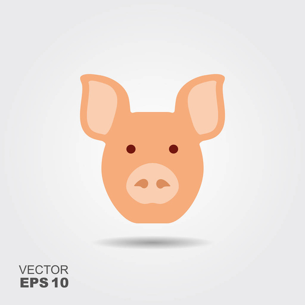 Imagen vectorial de una cabeza de cerdo sobre fondo blanco. Icono plano
 - Vector, Imagen