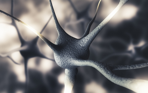 İnsan beynindeki nöronlar, 3d render illüstrasyon - Fotoğraf, Görsel