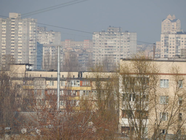 Панорама современного городского спального района
 - Фото, изображение