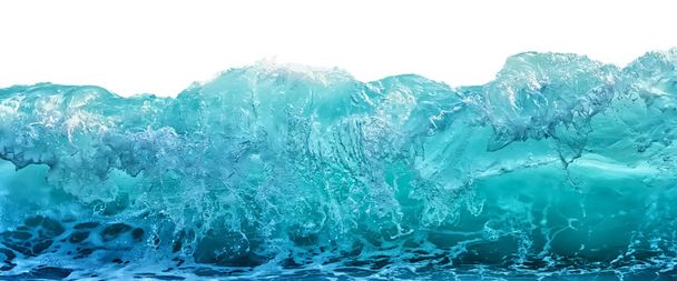 大きな青い嵐海の波は、白い背景で隔離。気候の性質の概念。フロント ビュー. - 写真・画像