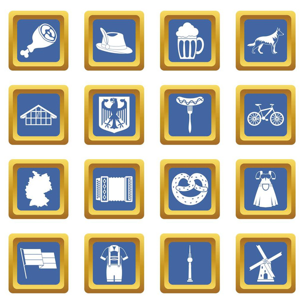 Germany icons set blue - Vector, Imagen