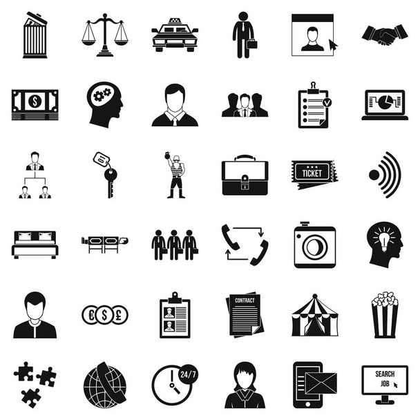 Coherence in work icons set, simple style - Vector, afbeelding