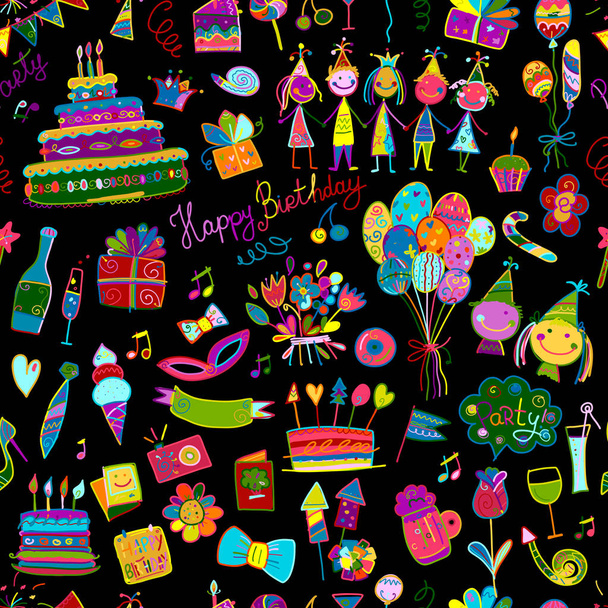 Birthday party, seamless pattern for your design - Vector, Image
