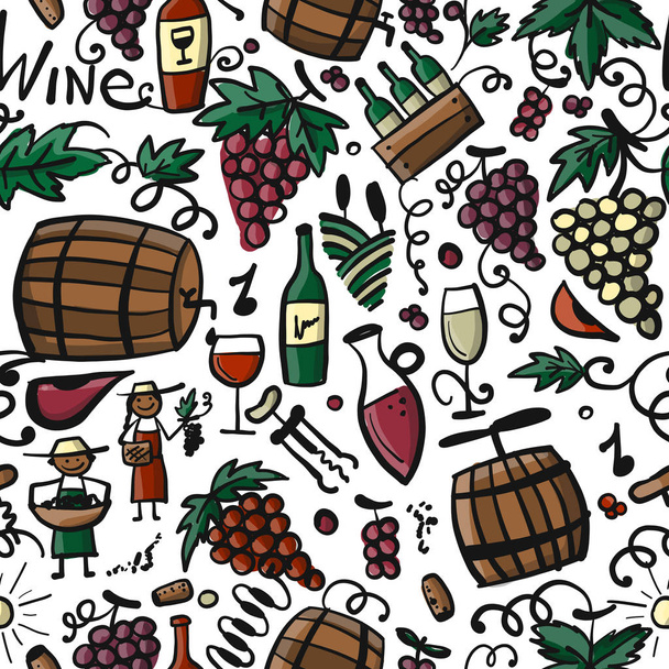 Winery, seamless pattern for your design - Vector, Image