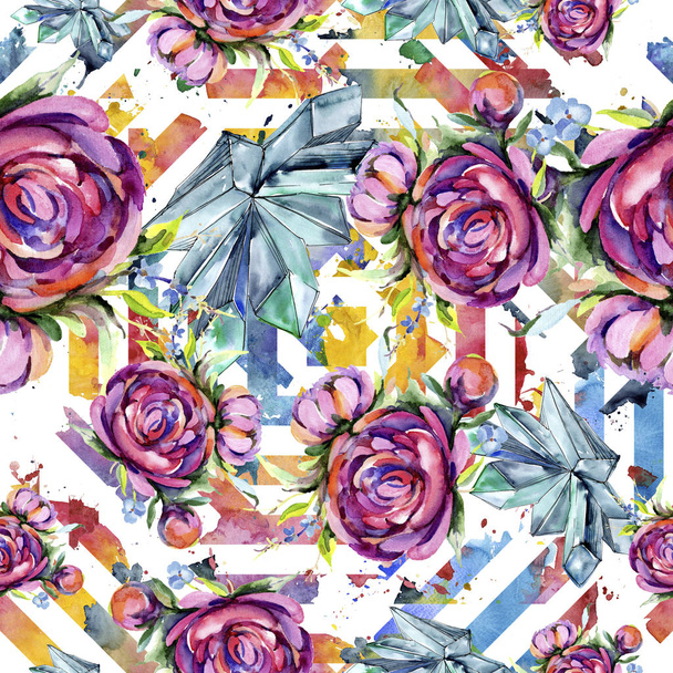 Watercolor bouquet pink peony flowes. Floral botanical flower. Seamless background pattern. Fabric wallpaper print texture. Aquarelle wildflower for background, wrapper pattern, frame or border. - Fotó, kép