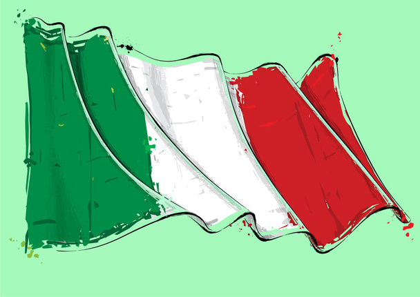 Vector grange Illustration of an Italian waving Flag. All elements neatly on well defined layers - Vektor, Bild