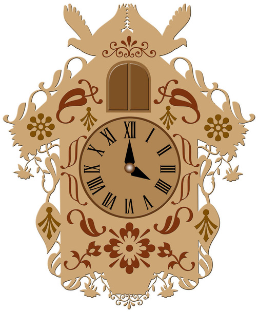 decorative  brown cuckoo clock - Φωτογραφία, εικόνα