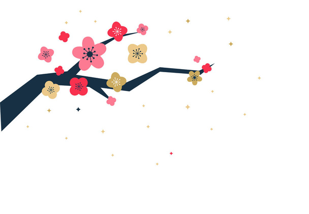 桜の花が咲く、クリスマス、新年の祭りや異なる印刷ジョブのためのベクトル図。カード、背景、バナー - ベクター画像