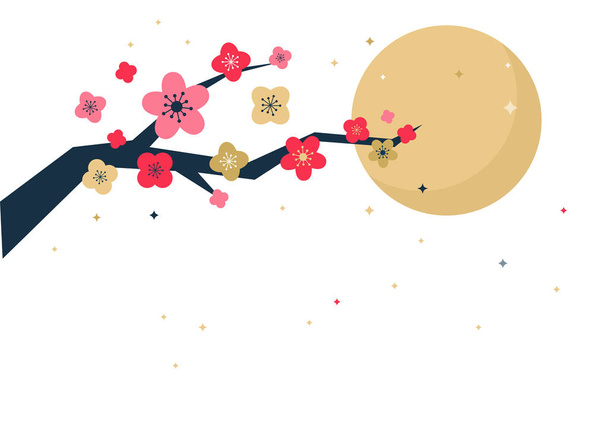 De kersenbloesem zijn bloeiende, vectorillustratie voor Kerstmis, Nieuwjaar festival of verschillende afdruktaken. Kaart, achtergrond en banner - Vector, afbeelding