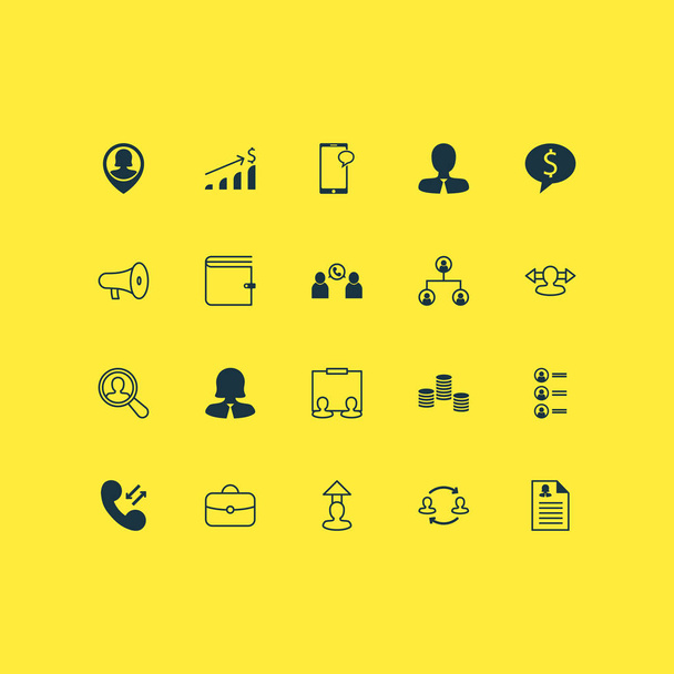 Resources icons set with administrator, chat, speaker and other bullhorn elements. Isolated vector illustration resources icons. - Vector, Image