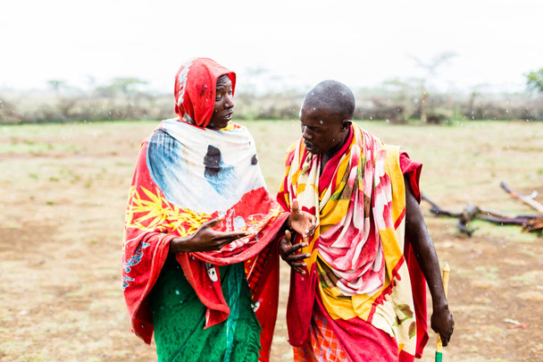 Két Massai férfi gyaloglás együtt  - Fotó, kép