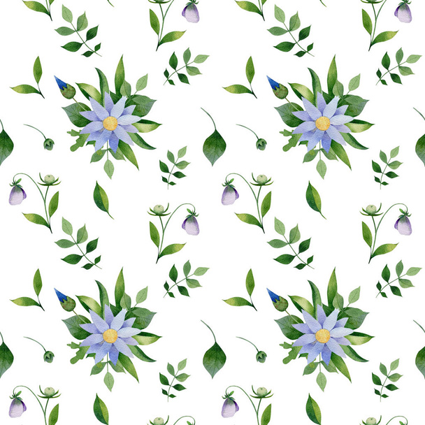 Seamless pattern of  blue e pink flowers  - Foto, afbeelding