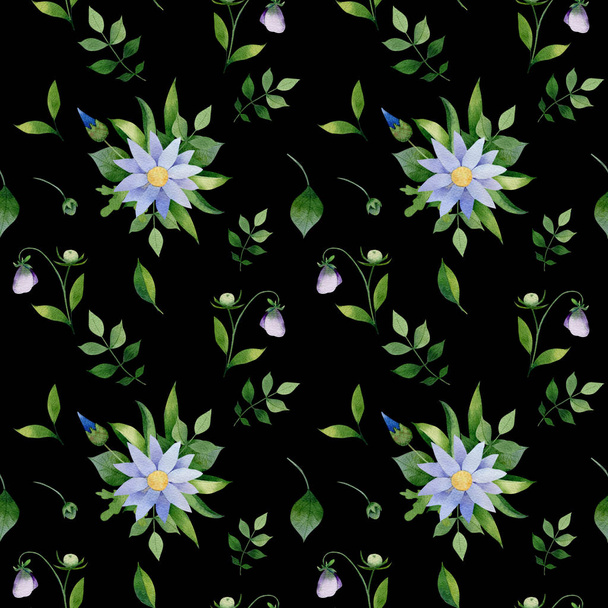 Seamless pattern of  blue e pink flowers  - Foto, Bild
