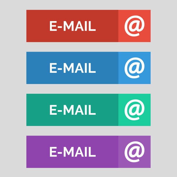 E-mail flat buttons on grey background. Vector illustration - Vektor, obrázek
