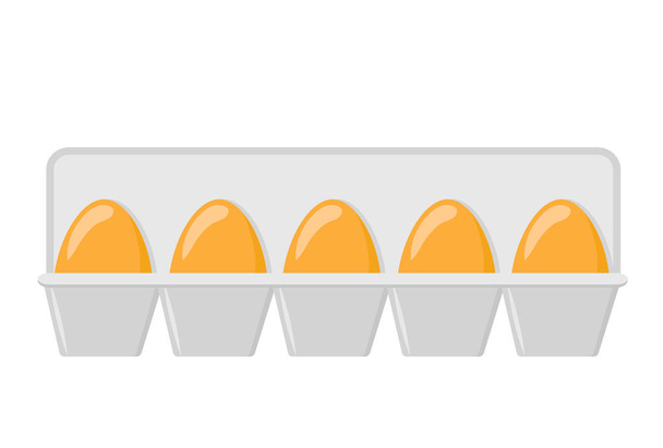 Куриные яйца в лотке на белом, векторная иллюстрация запасов
 - Вектор,изображение