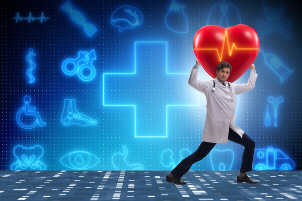 Lääkäri kardiologi tukee kardiogrammi sydämen linja - Valokuva, kuva