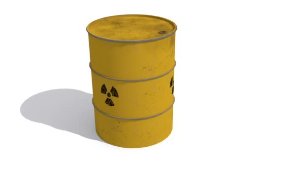 3d animation of metal barrel full with biological materials that present a risk to the health of living organisms on white background - Footage, Video