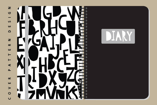 Notebook and diary cover design for print with pattern included. - Vector, afbeelding