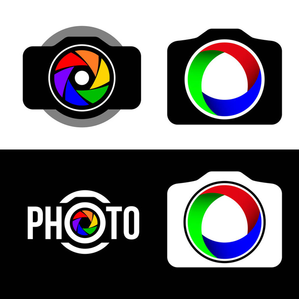 Abstract camera. Colorful shutter vector icon set. - Wektor, obraz