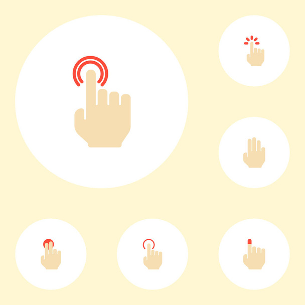 Набор значков жестикуляции плоский стиль символов с удержанием, сенсорный экран, двойной щелчок мыши и другие значки для дизайна логотипа вашего веб-мобильного приложения
. - Вектор,изображение