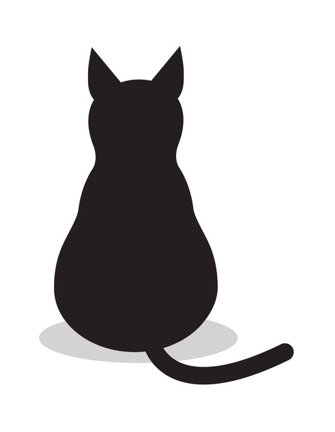 Черный изолированный кот, иконка вектор. Иллюстрационный знак
 . - Вектор,изображение