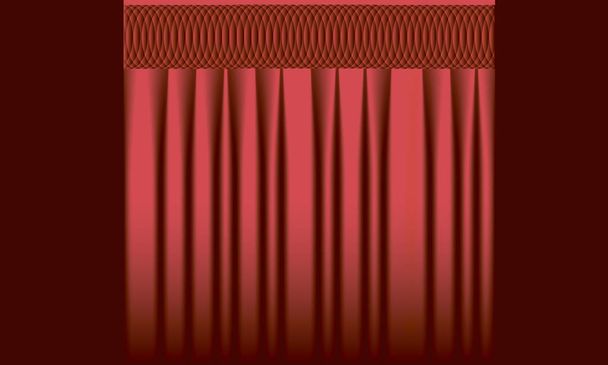 Red curtain background. Vector realistic red curtain. - Vector, Image
