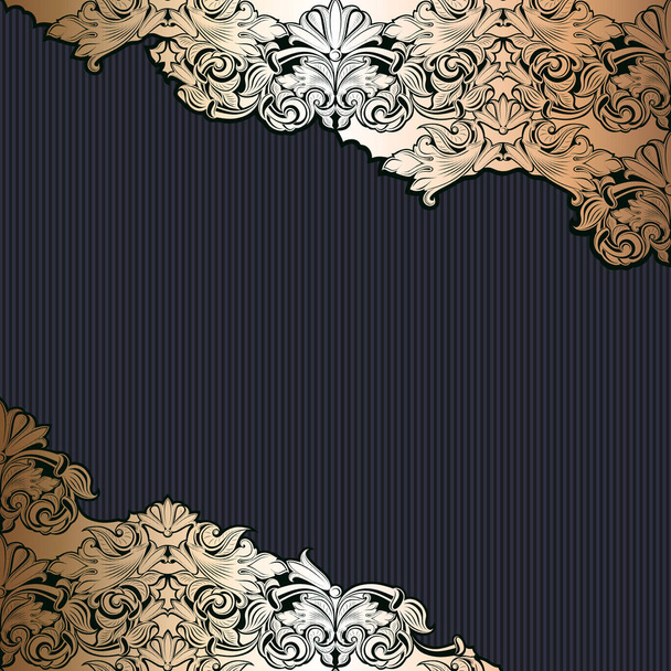 Royal, vintage, Gothic background in gold and black with classic Baroque, Rococo ornaments. square format - Vector, Image