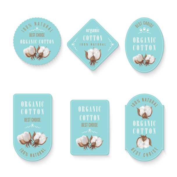 Set of tags and logo for cotton manufacture - Vector, Image