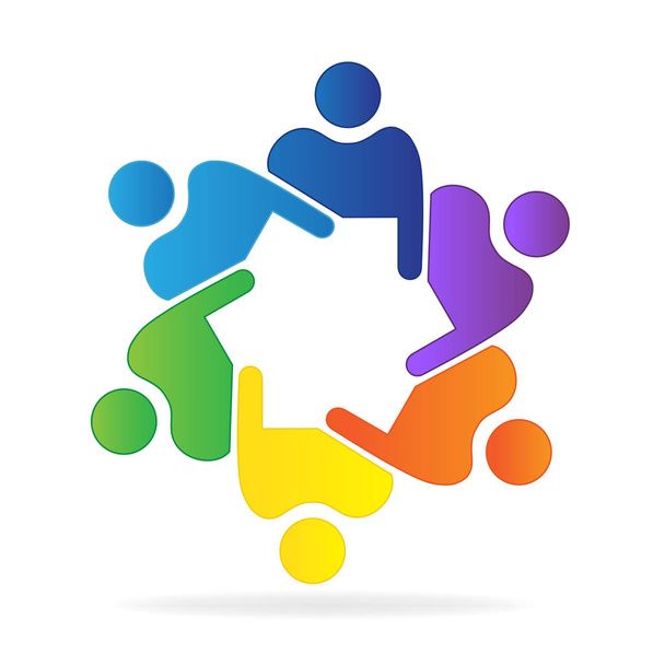 Teamwork friendship people logo vector illustration. - Vector, Image