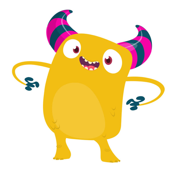Dibujos animados Halloween monstruo de miedo. Vector monstruo amarillo carácter ilustración
.  - Vector, imagen