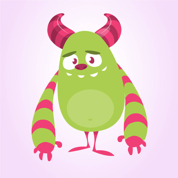 Cool cartoon monster. Groene monster troll vectorillustratie. Halloween ontwerp. Voor decoratie, afdrukken of sticker ontwerpen - Vector, afbeelding