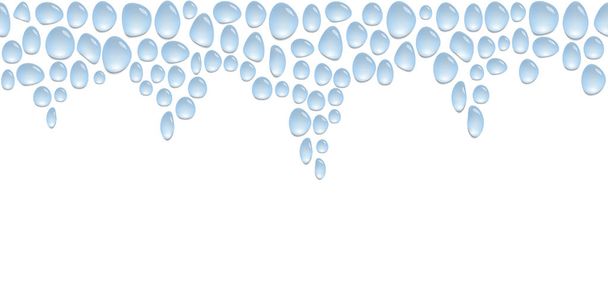 Decorazione orizzontale superiore con gocce d'acqua, sfondo con macchie d'acqua blu, carta da parati vettoriale, bordo
 - Vettoriali, immagini