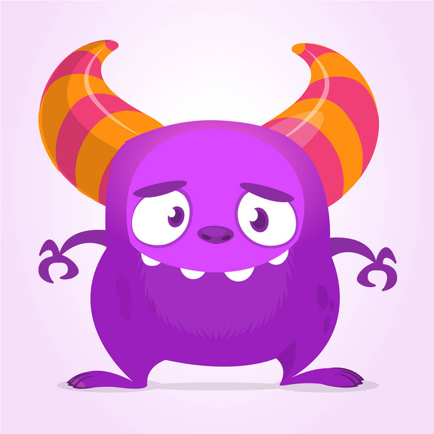 Divertido monstruo de dibujos animados con boca grande. Vector ilustración monstruo púrpura. Diseño de Halloween
 - Vector, imagen