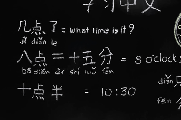 Oppiminen kiinaa kertoa aikaa luokkahuoneessa
. - Valokuva, kuva