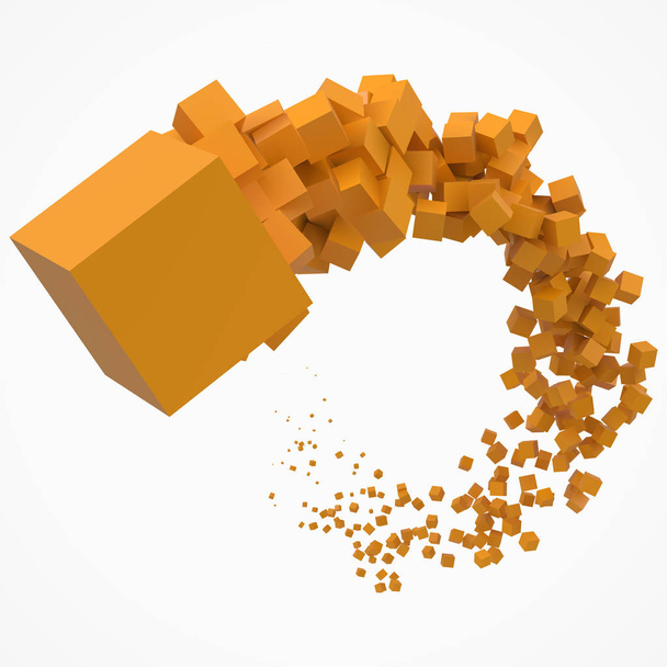 stroke of cubes moving on air. 3d style vector illustration - Vector, Image