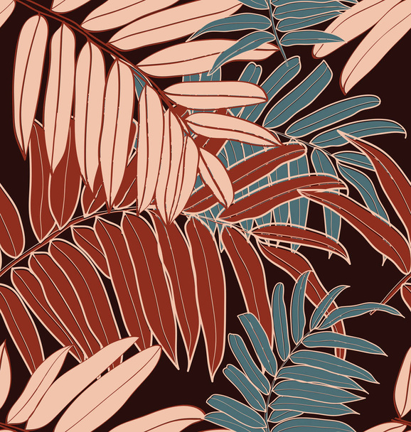 Pattern of tropical palm, leaves of the jungle. Vector floral pattern - Vector, Image
