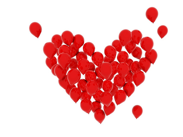 Heart from red air ballons - Fotó, kép