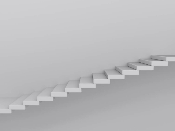3D render boş merdiven ile çimento duvar  - Fotoğraf, Görsel