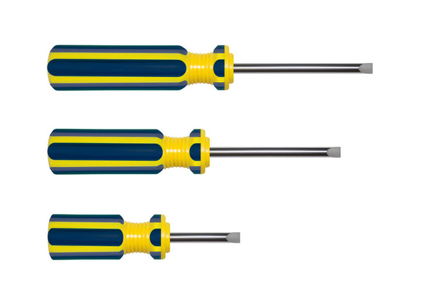 Screwdrivers isolated on white background.Screwdriver in the vector. - Vector, Image